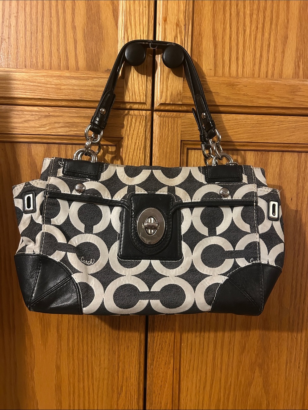 Vintage Coach Peyton Op Art Carryall Signature Handbag